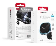 Wireless car phone holder compatible with Magsafe Forcell F-Grip Air Mag F-07 Qi2 15W air vent sidabrinis