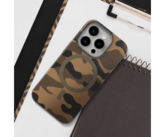 Dėklas FORCELL F-PROTECT lygiai su dvigubo sluoksnio 4D technologija, Military Drop-Test suderinamas su MagSafe skirtas Samsung Galaxy S25 desert camo