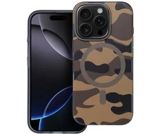 „iPhone 16 PRO MAX“ dėklas su „Forcell F-Protect Levels“ dvigubo sluoksnio 4D technologija, suderinamas su „Magsafe Military Drop-Test“ dykumos kamufliažu.