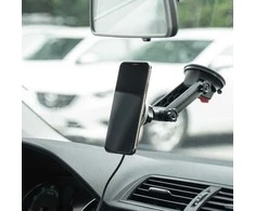 Belaidis automobilinis įkroviklis-laikiklis Forcell (HS2) (MagSafe 15W) tvirtinamas ant konsolės/lango juodas