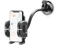 Automobilinis universalus telefono laikiklis Forcell (17cm) Long arm tvirtinamas ant stiklo, juodas