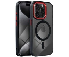 Dėklas Oem Case for iPhone 16 PRO MAX Color Edge Mag Cover compatible with MagSafe juodas-red