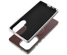 Oem GENTLEMAN MAG COVER dėklas suderinamas su MagSafe skirtas Samsung Galaxy S25 rudos spalvos