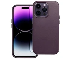 Dėklas Leather Mag Cover (MagSafe) skirtas iPhone 16 violetinis