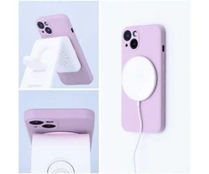 Oem SILICONE MAG COVER dėklas suderinamas su MagSafe skirtas Samsung Galaxy S24 FE rožinės spalvos
