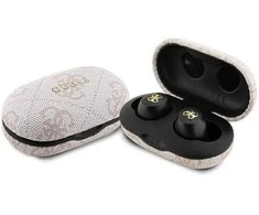 Ausinės Bluetooth TWS + ENC Guess 4G Metal GUTWSP4EGP rožinės spalvos