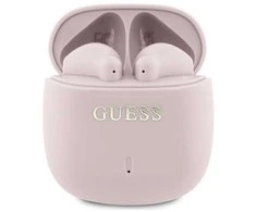 Guess ausinės Bluetooth GUTWSJ14ESGP TWS rožinės spalvos Printed Classic Logo