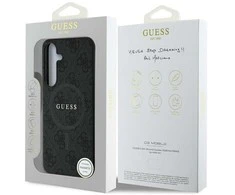 Guess Leather 4G Colored Ring Classic Logo MagSafe Samsung Galaxy S25 dėklas telefonui juodos spalvos
