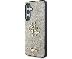 Guess Fixed Glitter Big 4G Metal Logo Samsung Galaxy S25 Plus dėklas telefonui auksos spalvos