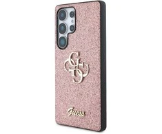 Dėklas Guess Fixed Glitter Big 4G Metal Logo skirtas Samsung Galaxy S25 Ultra rožinės spalvos