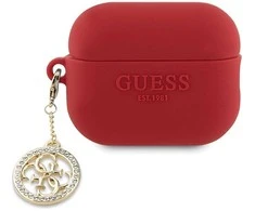 „Guess“ 3D guminis 4G deimantinis pakabukas – „AirPods Pro 2“ dėklas (Raudona)