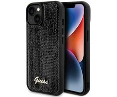 Apple iPhone 13 / 14 / 15 Guess dėklas Sequin Script Metal (GUHCP14SPSFDGSK) juodos spalvos