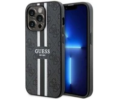 Guess GUHMP14LP4RPSK Apple iPhone 14 Pro 6.1″ juodos spalvos kietas dėklas 4G Printed Stripes MagSafe