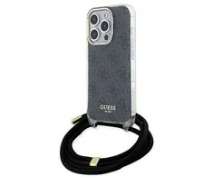 Dėklas GUESS GUHCP15XHC4SEK IPHONE 15 PRO MAX 6.7 "Juodas/Juodas HARDCASE CROSSBODY CORD 4G PRINT