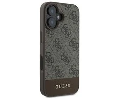 GUESS dėklas skirtas Apple iPhone 16 Plus GUHCP16MG4GLBR (PC/TPU 4G PU Bottom Stripe) rudos spalvos