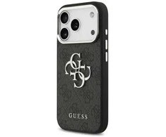GUESS case for IPHONE 17 GUHCP17SP4G4SMCK (4G PU Odinis dėklas with Big 4G and Classic Logo and Sidabrinis Metal Camera Frame) juodas
