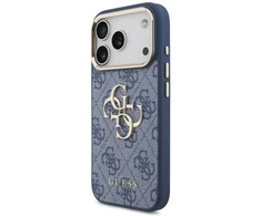 Guess 4G Big 4G Classic Logo dėklas, skirtas iPhone 18 Pro / 17 Pro - Mėlyna ir auksinė