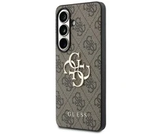 Guess PU 4G Metal Logo dėklas skirtas Samsung Galaxy S26 rudos spalvos