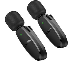 Belaidis prisegamas mikrofonas „Lightning“ / USB C Hoco 2 vnt. L15 juodas