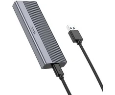 Korpusas Hoco M.2 SATA SSD diskams M raktas B+M raktas iki 4TB USB A USB3.2 / 6GBps HB47 metalinis pilkas