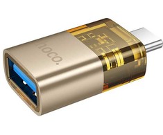 Adapteris OTG USB C to USB A Hoco UA36B auksinis