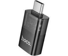 Adapteris OTG USB C to USB A Hoco UA36B transparent juodas