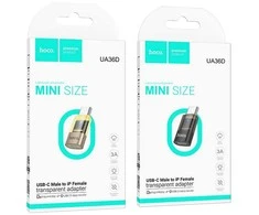 Adapteris USB C to Lightning Hoco UA36D transparent juodas