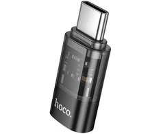 Adapteris USB C to Lightning Hoco UA36D transparent juodas