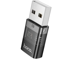 Adapteris USB A to USB C Hoco UA36C transparent juodas