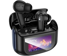 HOCO belaidės ausinės bluetooth su touch screen TWS ANC + ENC EQ21 midnight juodos spalvos
