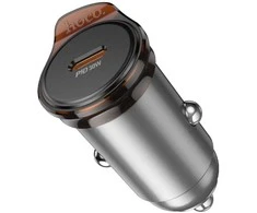 Automobilinis įkroviklis Hoco USB C QC PD 30W NZ16 metalinis pilkas