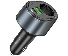 Car charger Hoco USB A + USB C + cigarette lighter PD QC3.0 3A 35W Z56 juodas