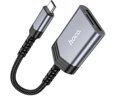 HOCO kortelių skaitytuvas 2in1 Type C UA25 pilka