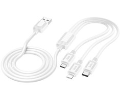Laidas 3in1 USB A į Lightning / Micro USB / USB C Hoco 2A 1 m X74 baltas