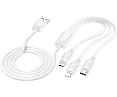 Laidas 3in1 USB A į Lightning / Micro USB / USB C Hoco 2A 1 m X74 baltas
