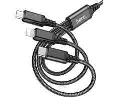 Laidas 3in1 USB A į Lightning / Micro USB / USB C Hoco 2A 1 m X76 juodas