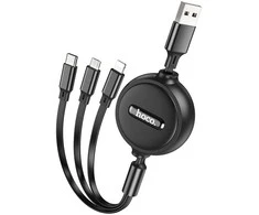 Laidas 3in1 USB A į Lightning / Micro USB / USB C Hoco 2A 1 m X75 juodas