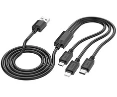 Laidas 3in1 USB A į Lightning / Micro USB / USB C Hoco 2A X74 1 m juodas