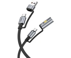 Laidas „viskas viename“ USB A / USB C į USB C / cigarečių žiebtuvėlio jungtis Hoco 3A 60W 1,2 m U138 juodas