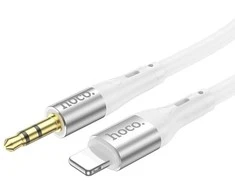 Kabelis AUX Jack 3,5 mm - Lightning Hoco 1 m UPA22 baltas