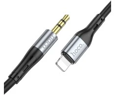 Kabelis AUX Jack 3,5 mm - Lightning Hoco 1 m UPA22 juodas