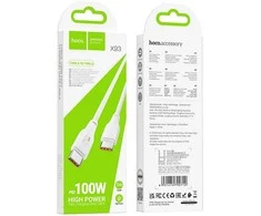 USB-C laidas į USB-C Hoco 3A 100W 1 m X93 baltas