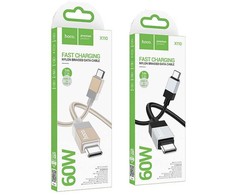 Cable USB C to USB C Hoco 3A 60W 1 m X110 juodas