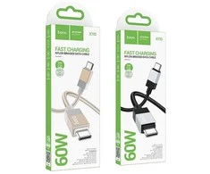 USB-C laidas į USB-C Hoco 3A 60W 1 m X110 auksinis