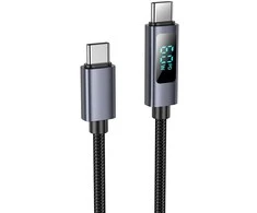 USB C laidas į USB C Hoco 3A 60W su ekranu 1 m X112 juodas