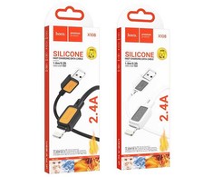 USB A tipo į „Lightning“ tipo laidas Hoco 2,4A, 1 m, X108, baltas