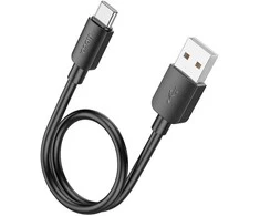 Cable USB A to USB C Hoco PD 2,4A 27W 0,25 m X96 juodas