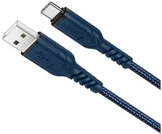 PTC HOCO kabelis USB A Male į Type-C Male, 3A, mėlynos spalvos, 1.0m, X59
