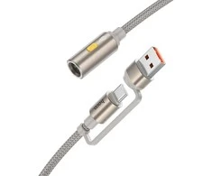 USB A / USB C laidas į cigarečių žiebtuvėlio jungtį Hoco UA38B auksinis 0,3 m