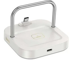 Stalinis įkroviklis Hoco 2in1 USB C PD QC 3A 30W + belaidis įkrovimas 5W CQ16B pieniškas baltas